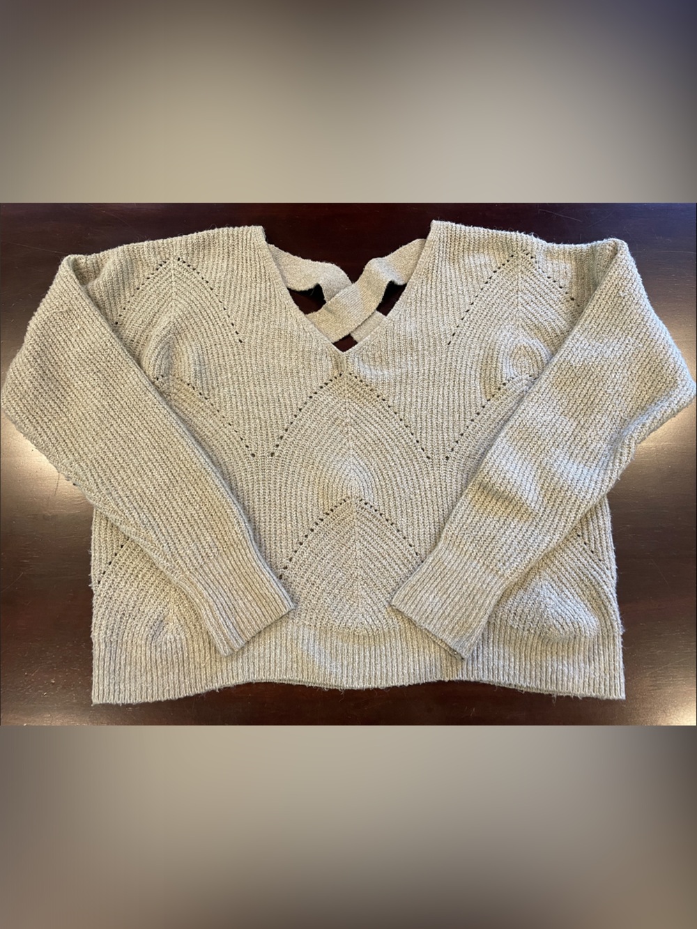 Off-the-Shoulder Knit Sweater with Back Strap Detail - Cream